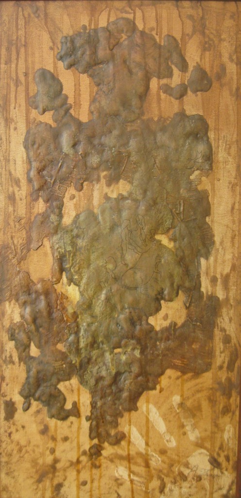 GRAFFITI GROTTE DELL'ADDAURA SECONDA FASE Olio su tela in rilievo 30 x 60 di TROIA ALESSANDRO
